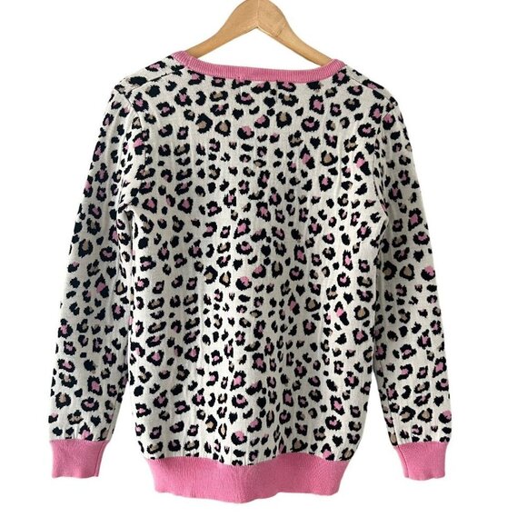 Markus Lupfer Natalie Leopard Pink Sweater Jumper Sz Small 100% Merino Wool $420 - Picture 2 of 14